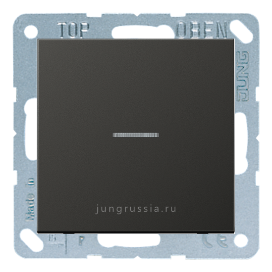 Перекрестный выключатель 1-клавишный JUNG LS 990, с подсветкой, Антрацит - металл