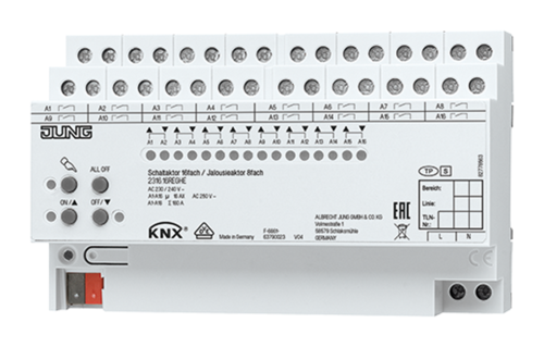 JUNG KNX Актор жалюзи/выключателей 8/16 каналов 16 А возм ручн упр DIN-рейка