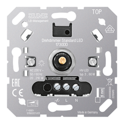 Светорегулятор поворотно-нажимной JUNG с инкрементальным датчиком без спутникового входа, 20-210 Вт, для LED 3-60Вт